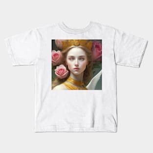 Beautiful Girl With Roses Kids T-Shirt